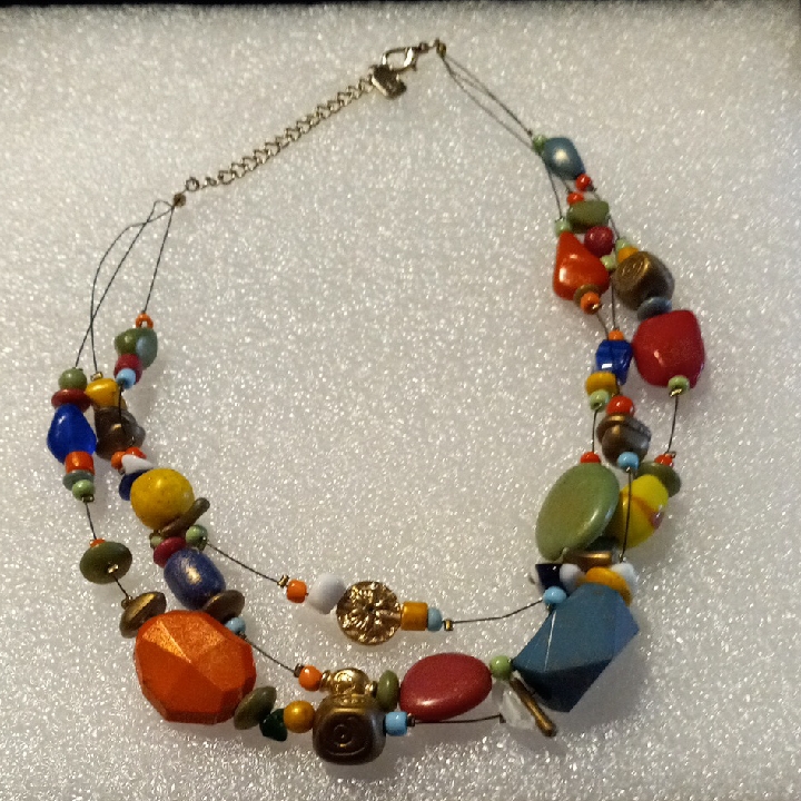 Vintage. You & I Multicolor Multi Texture Multi Beaded Necklace